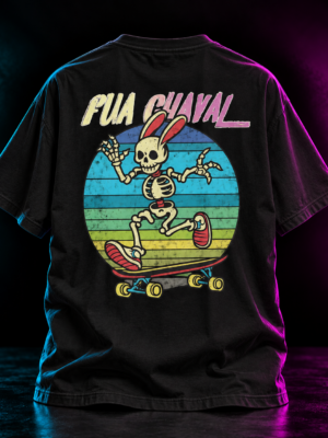 Camiseta FUA CHAVAL Neón Retro Skater Bunny