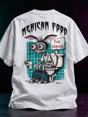 Camiseta blanca con estampado de conejo punk Mexican Food