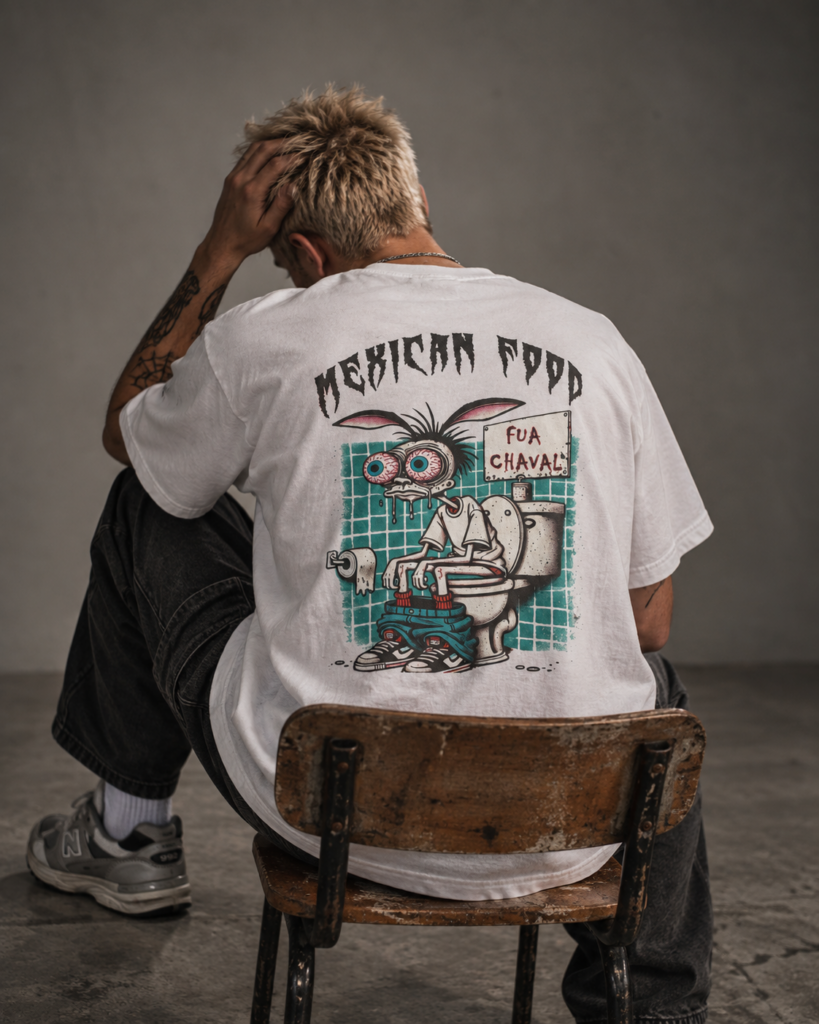 Camiseta gráfica mexicana en silla vintage