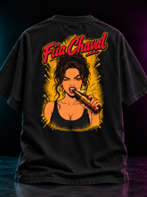 Camiseta negra con arte pop neon POP