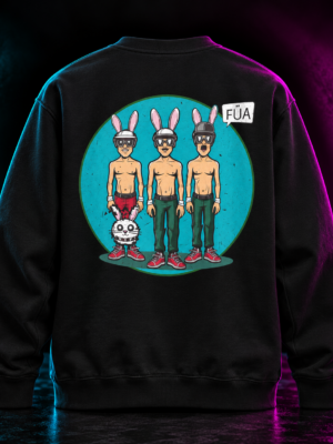 Sudadera negra con gráfico bunny neón La Banda