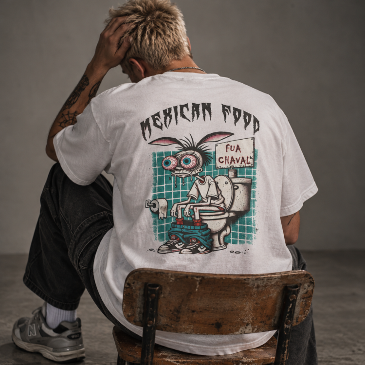 Camiseta gráfica mexicana en silla vintage