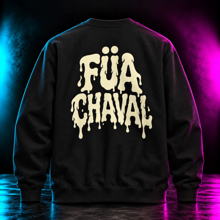 Sudadera negra neón con logo goteante